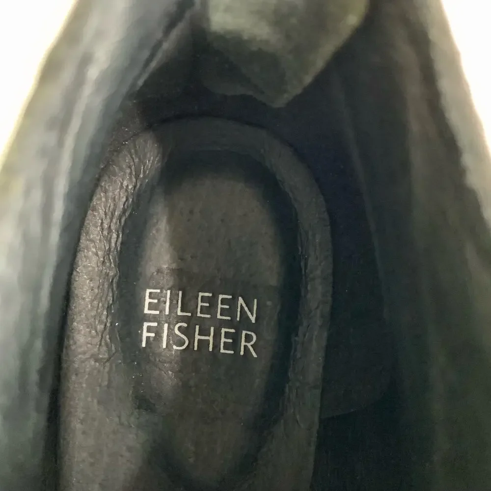 Eileen Fisher Nelson Nubuck Leather Split Shaft Ankle Booties Black Women's  8